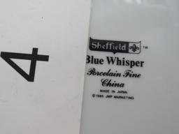 1985 Sheffield "Blue Whisper" 55 Piece Fine Porcelain China