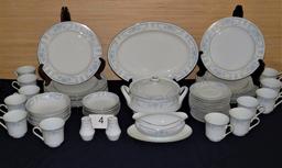 1985 Sheffield "Blue Whisper" 55 Piece Fine Porcelain China