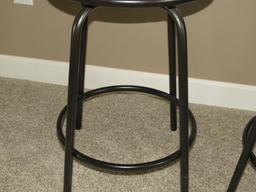 Ornate Swivel Bar Stools W/Padded Seat & Footrest