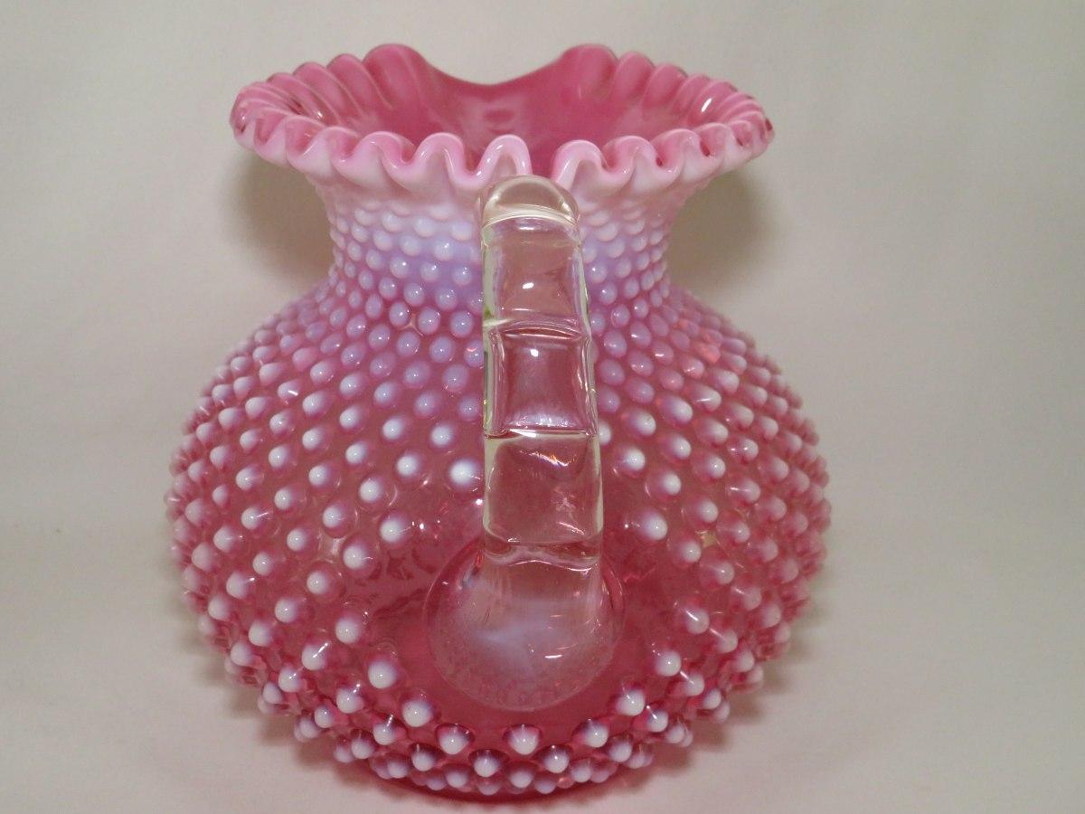 Vintage Fenton Cranberry Hobnail Pitcher & Glasses