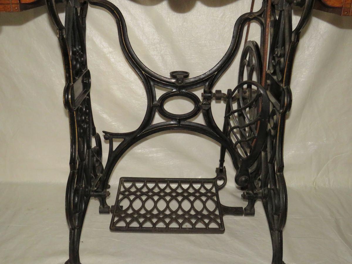 Early 1900's French MOURGUE Treadle Sewing Machine W/Inlaid Cabinet, Locking Cover, Manual & MORE!