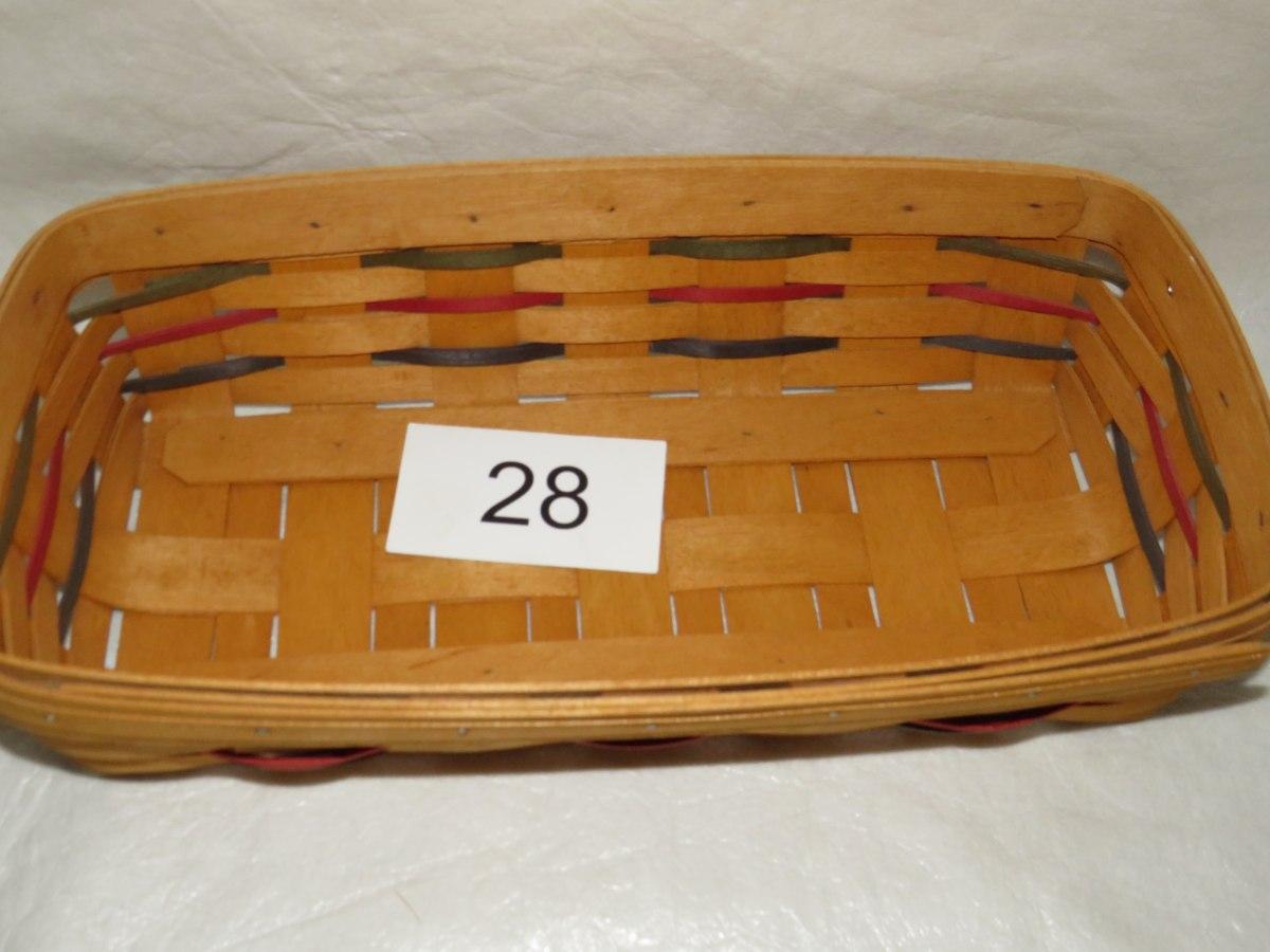 1996 Longaberger 14.5" Rectangular Pantry Basket W/Wood Divider & Plastic Liner