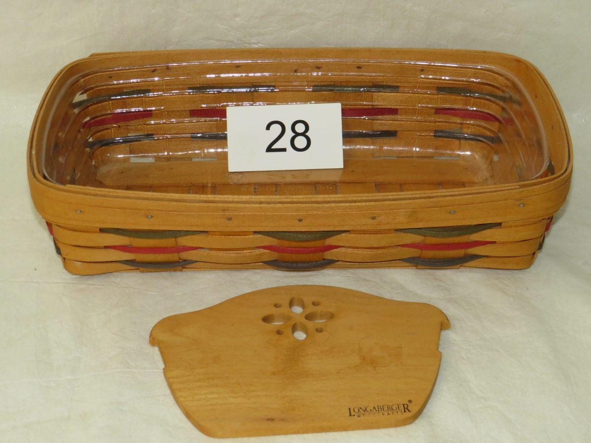 1996 Longaberger 14.5" Rectangular Pantry Basket W/Wood Divider & Plastic Liner