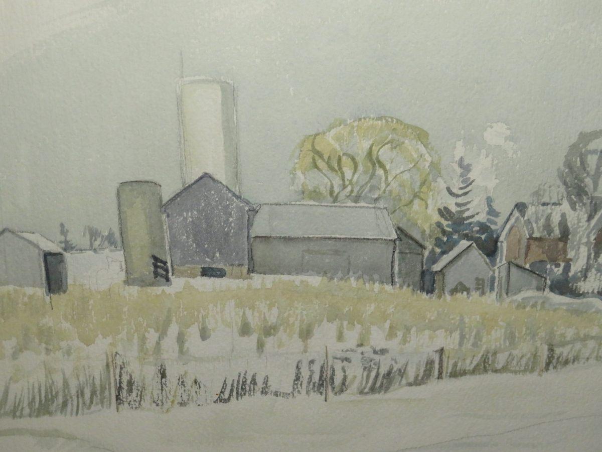1978 Framed Rural Scene Watercolor By Artist Liz Rose