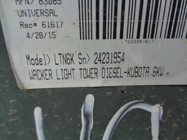 2015 WACKER NEUSON LTN6 Light Plant, s/n 24231954, Kubota diesel (Meter Rea