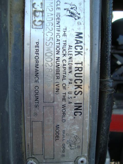 (Unit #7-54) 1995 MACK Model CL713 Tri-Axle Dump Truck, VIN# 1M2AD62C5SW002