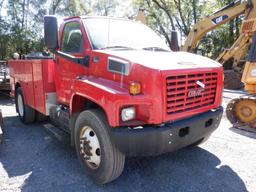 2003 GMC Model 7500 Single Axle Utility Truck, VIN# 1GDJ7J1C13F500387, powered by Cat 3126 diesel