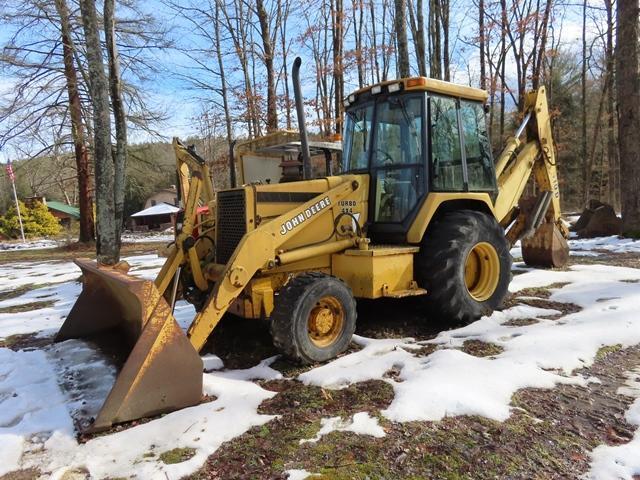 1993 JOHN DEERE Model 410D, 4x4 Tractor Loader Extend-A-Hoe, s/n 794991, powered by JD diesel engine