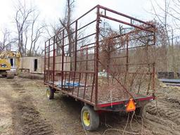 PEQUEA Model 818, 8' x 18' Hay Wagon, s/n 2717, equipped with 8' sides, wagon steer, and 9.5L-15SL