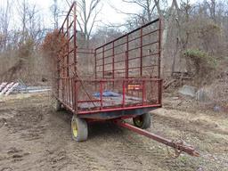 PEQUEA Model 818, 8' x 18' Hay Wagon, s/n 2717, equipped with 8' sides, wagon steer, and 9.5L-15SL
