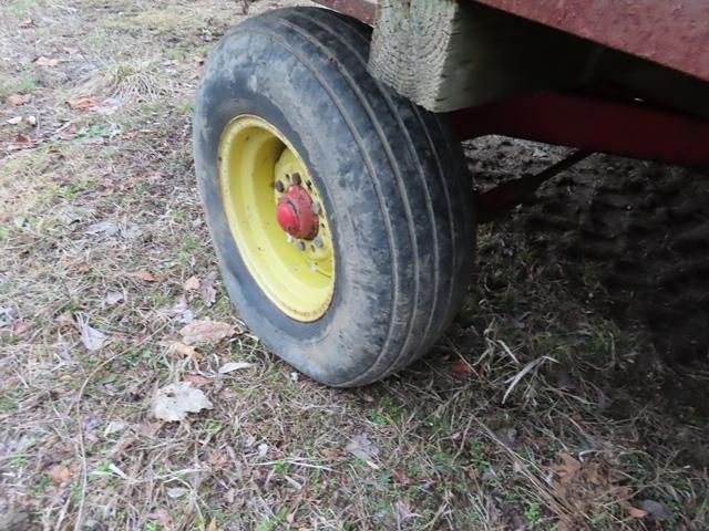 PEQUEA Model 818, 8' x 18' Hay Wagon, s/n 2717, equipped with 8' sides, wagon steer, and 9.5L-15SL