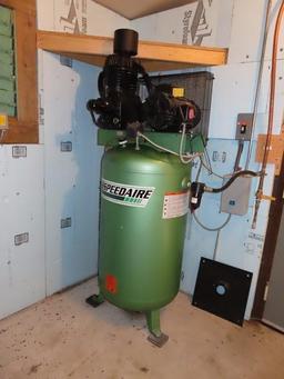 SPEEDAIRE 5FR29B, 175PSI, 80 Gallon Vertical Single Stage Shop Air Compressor, s/n L9/20/98-04556,