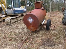 300 Gallon Portable Fuel Tank, with 12 Volt electric pump and 8.50x16 tires. In good condition with