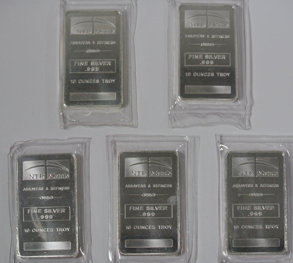 10 troy ounce silver bars The beautifully made 10 oz NTR Metals silver bar displays the NTR Metals l