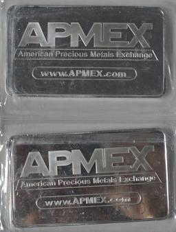 10 troy ounce silver bars "This lot contains (3) APMEX 10 Troy Ounces and (2) Highland Mint 10 Troy