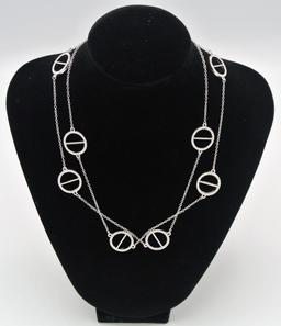 8Designer Inspired Silver Circular Station Chain & Designer Inspired Silver Colored Circular Station