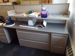 2 Modular work station with a two drawer and a three drawer cabinet
