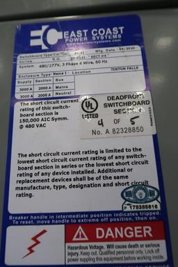 East Coast power systems FCII 480/277V 3  phase 4 wire 60Hz Model 20-0553; Feeder  Disconnect; secti