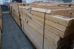 Lot of (8) Pallets of Wood 8 ft  2 in x 4in & 21 in; 8 ft x 2 ft Plywood and 7 ft x 2 ft Frames