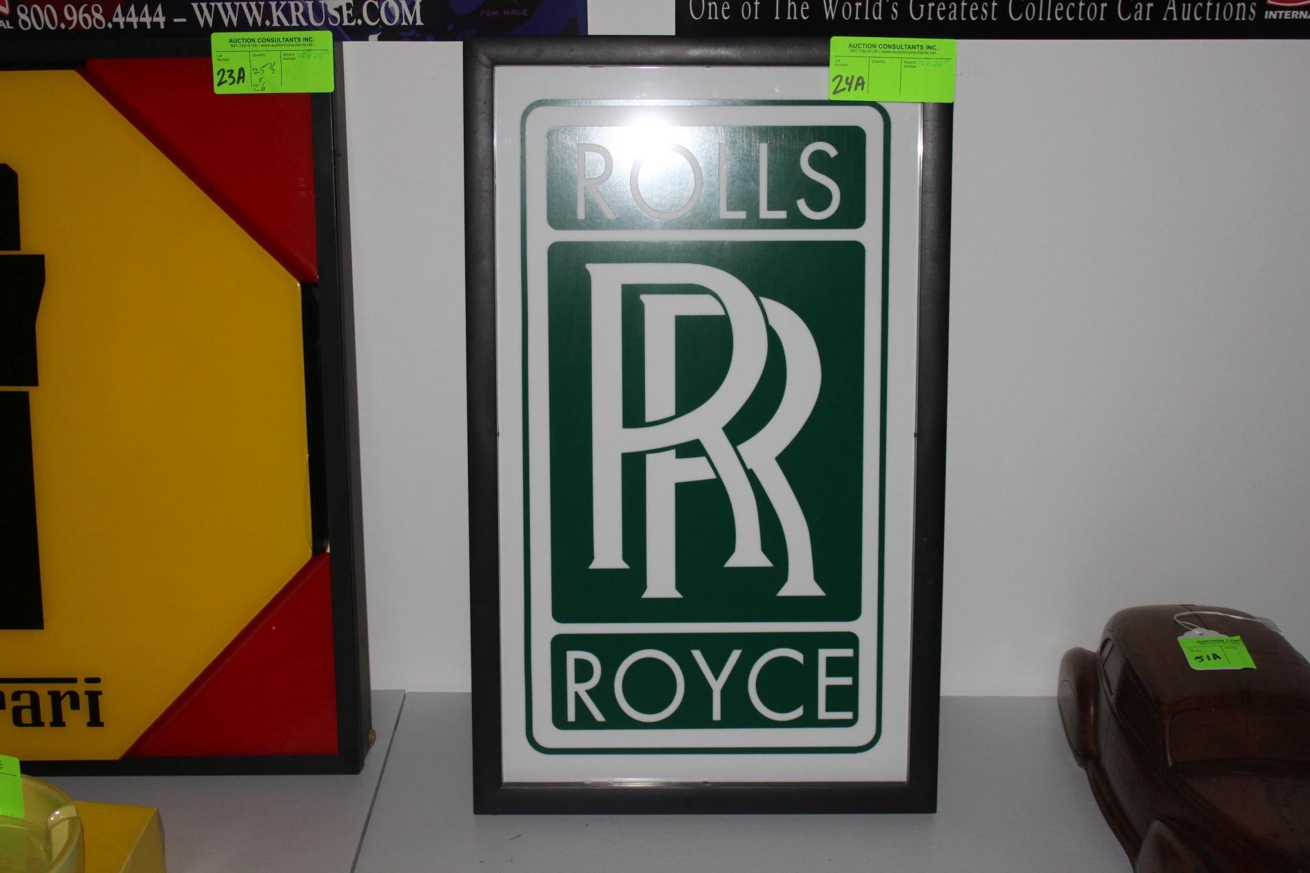 Rolls Royce backlit sign, 16" x 26"