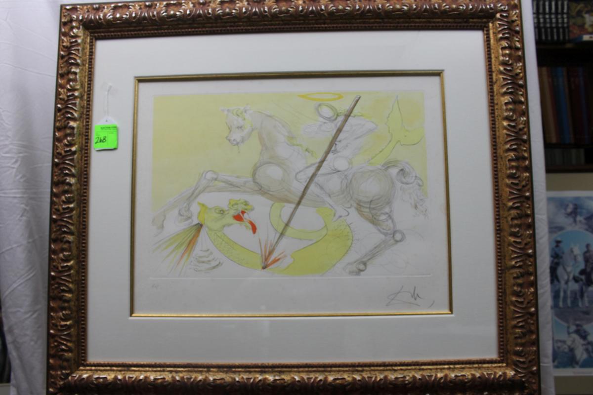 Salvador Dali, Saint George and the Dragon, etching, 34" x 41", signed and