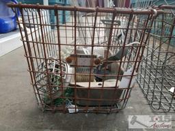 Approximately 6 vintage wire baskets and floral frogs