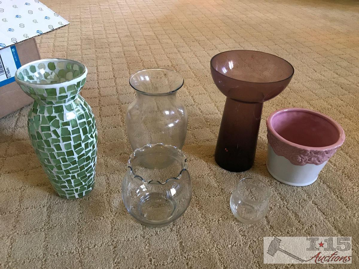 6 Assorted Vases