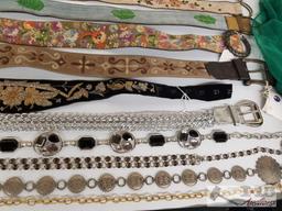 Assorted women's belts and scarf