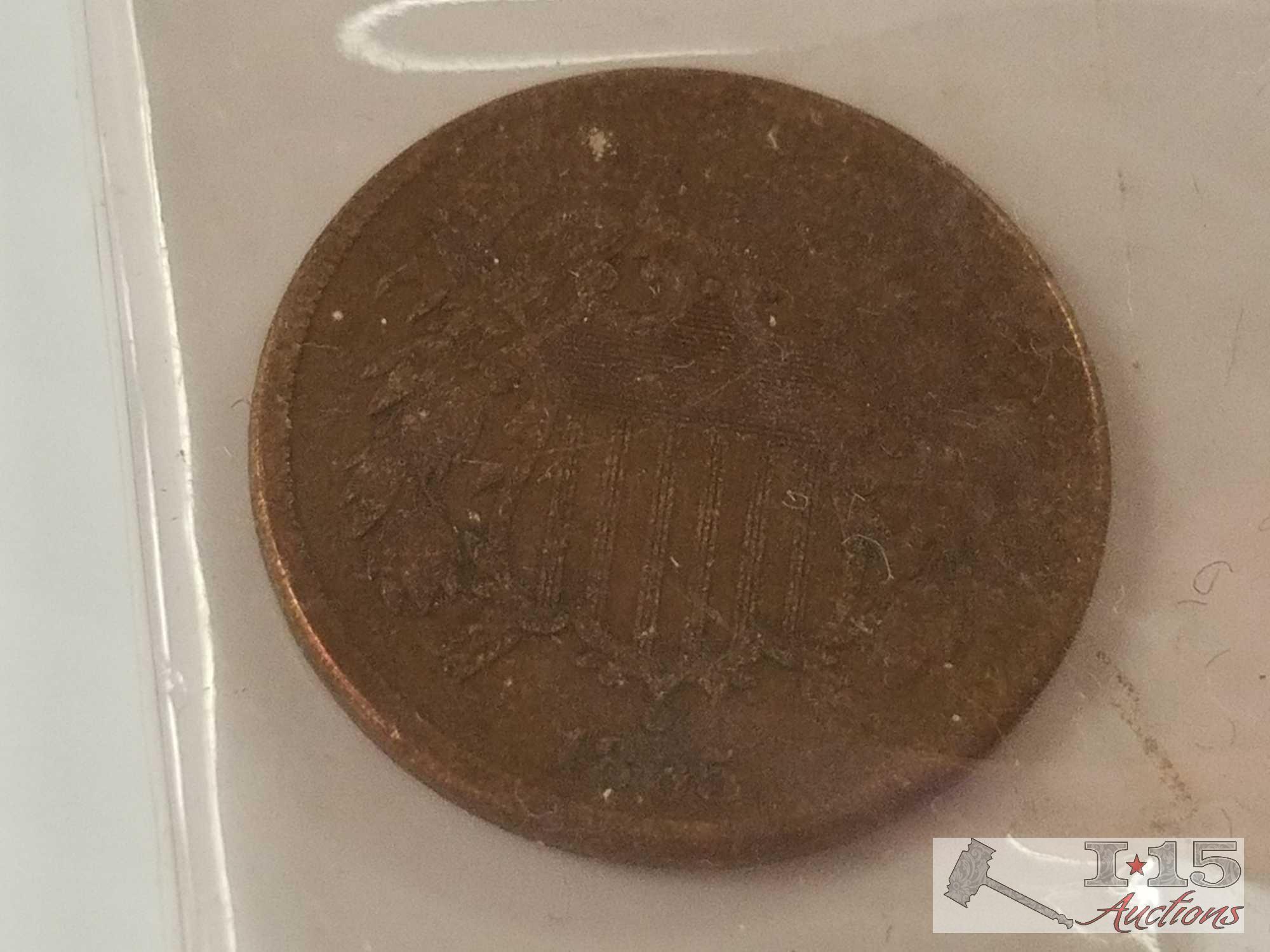 Four Two-Cent coins: quantity 3 - 1865, 1869