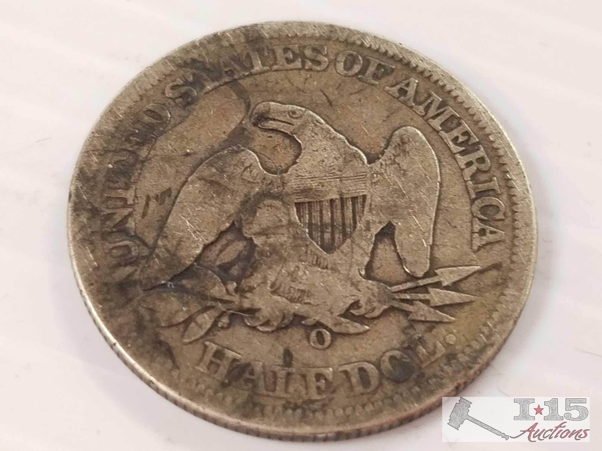 3 liberty silver half dollars 1853, 1854, 1863