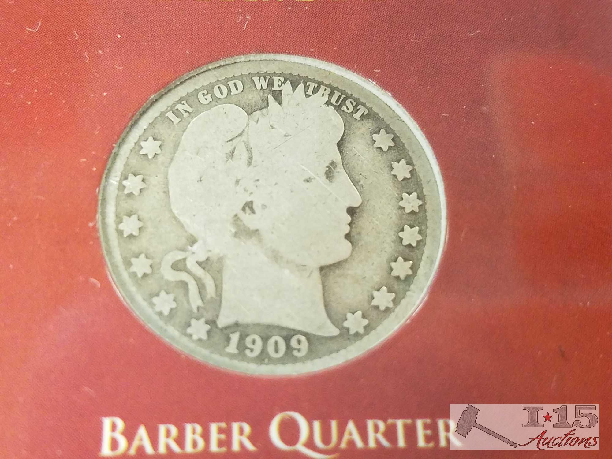 1894 O Barber half dollar and 1909 coin collection Lincoln cent Liberty Head Nickel Barber Silver