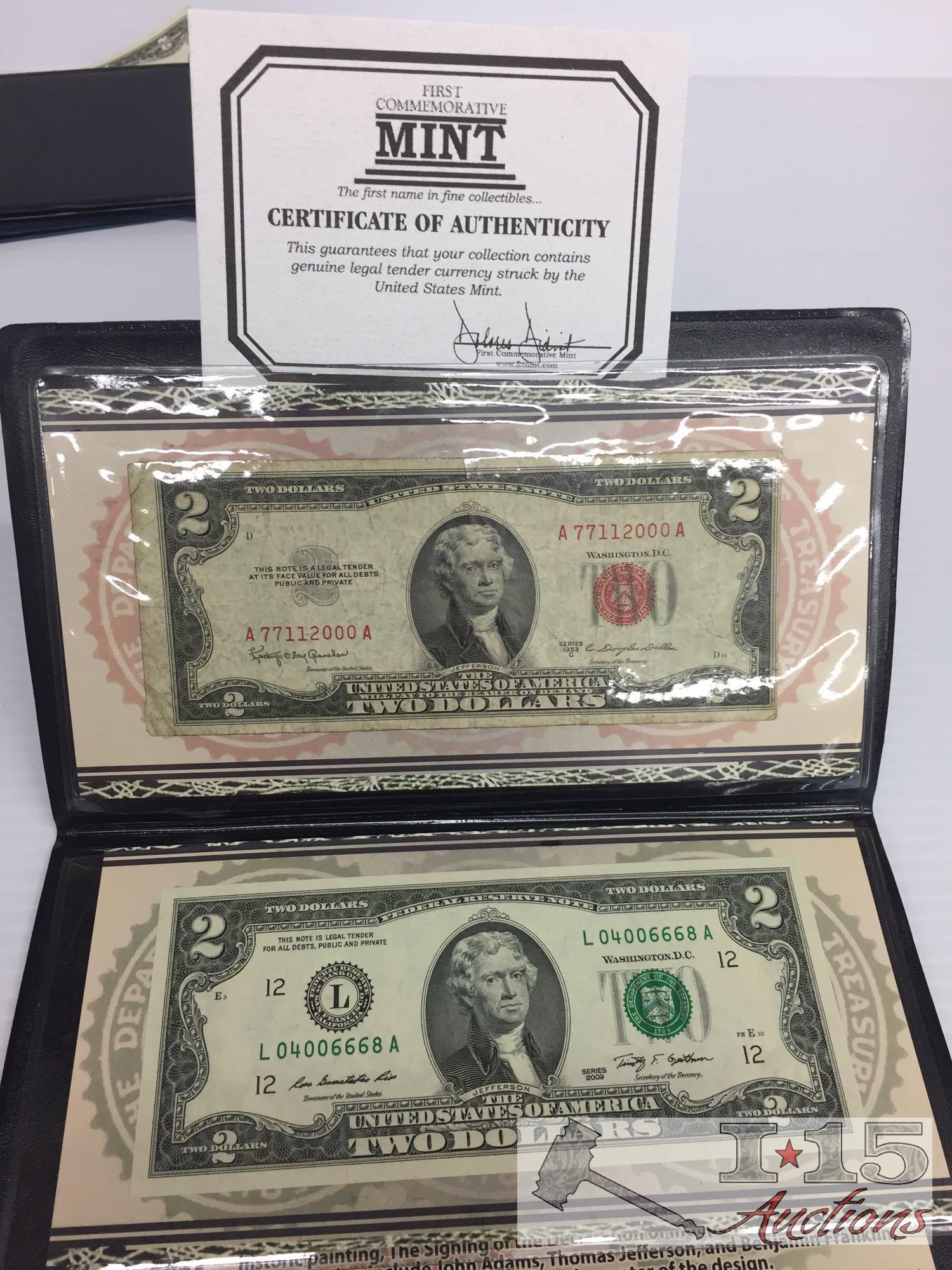 Red & Green Seal $2 Bills