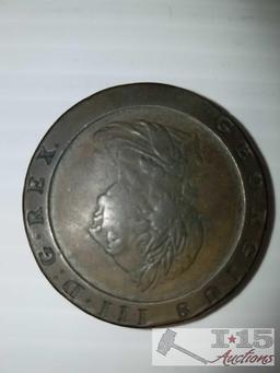 1797 Britannia Georgius III D G REX Cartwheel coin