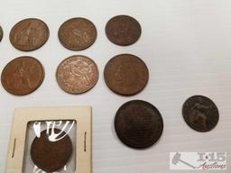 Vintage British Pennies 1800s, 1900s Great Britain, New Zealand