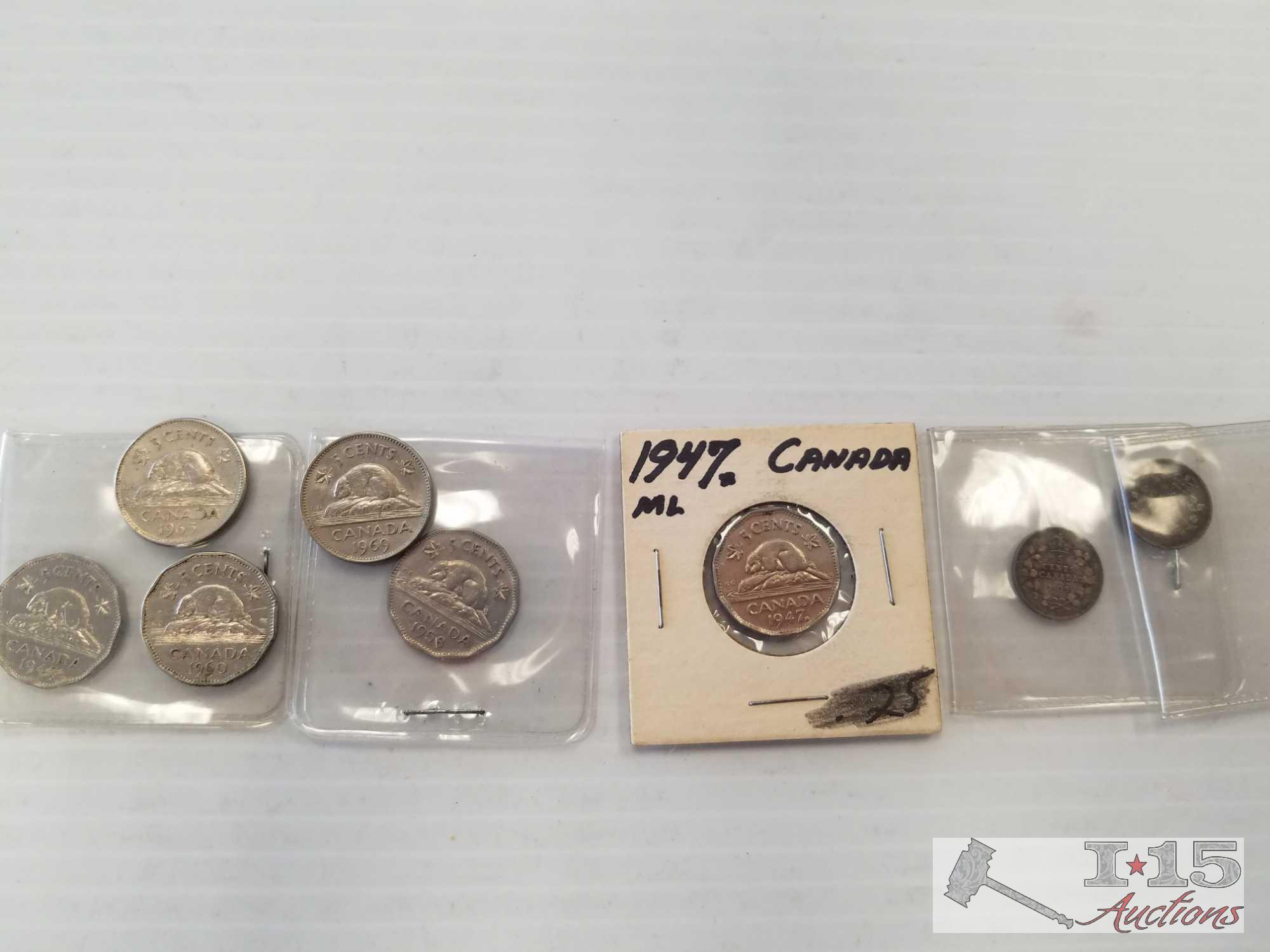 Canadian Coin Dollars, Half Dollar, Quarters, Dimes, Nickels, Half Pennies