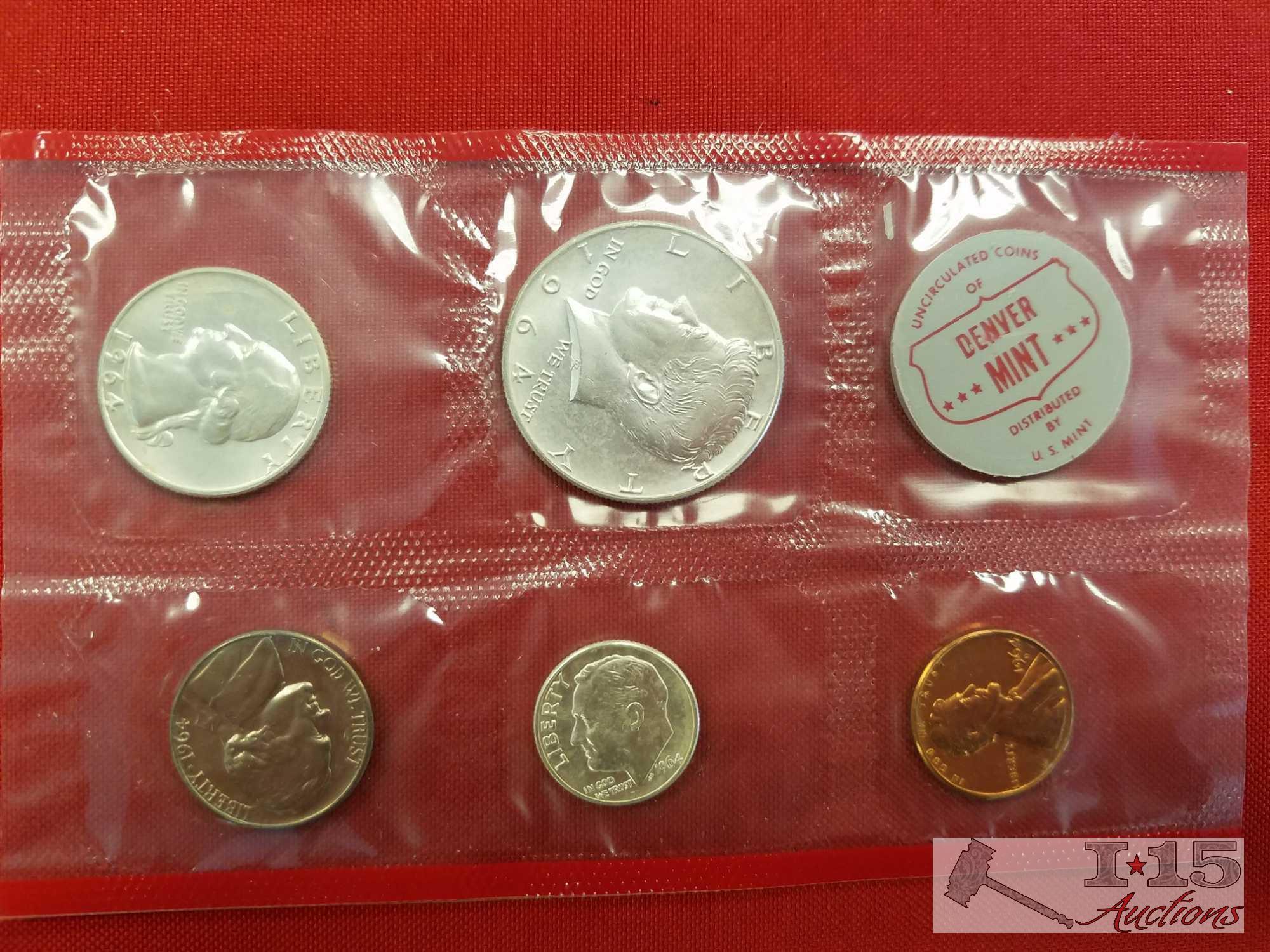 US Philadelphia Mint 1964 Coin Set (penny, nickel, dime, quarter, half dollar)