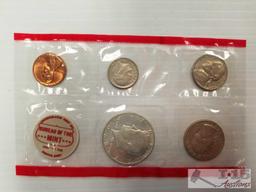 1968 US Mint Philadelphia and Denver coin set and 1971 Penny Nickel Dime quarter half dollar