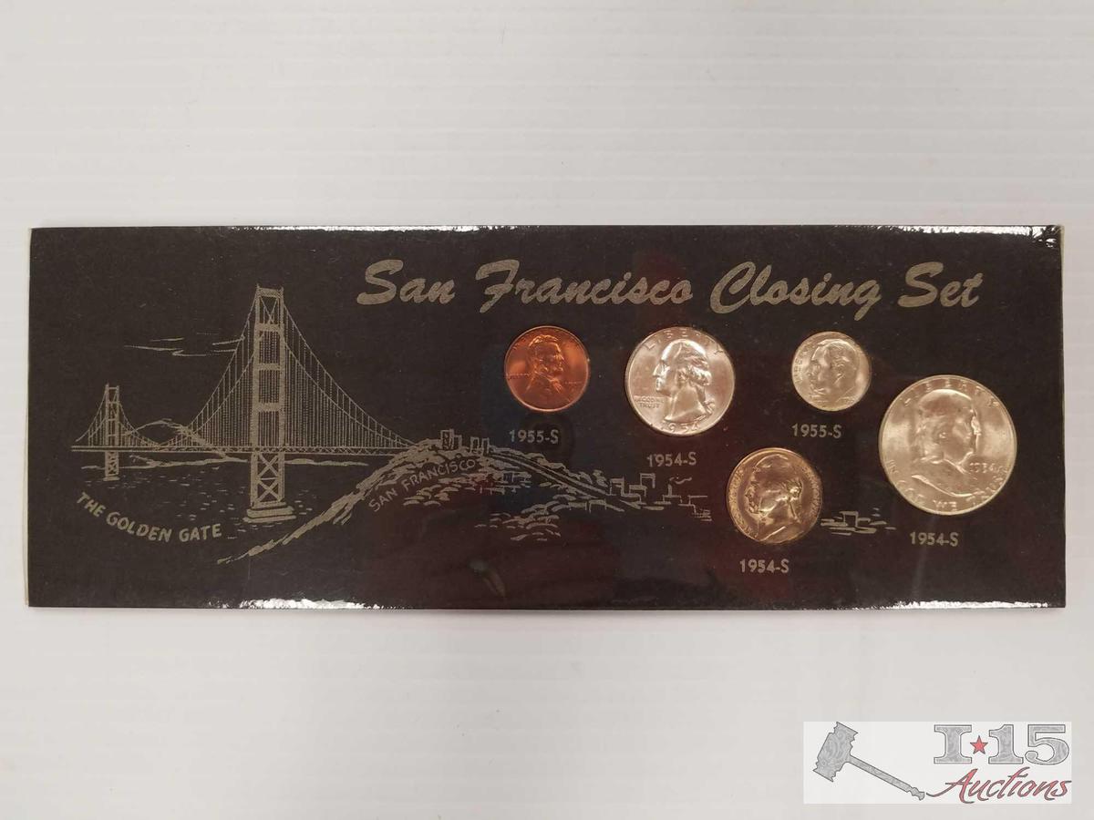 San Francisco closing set 1955 s Penny dime 1954 s quarter nickel half dollar