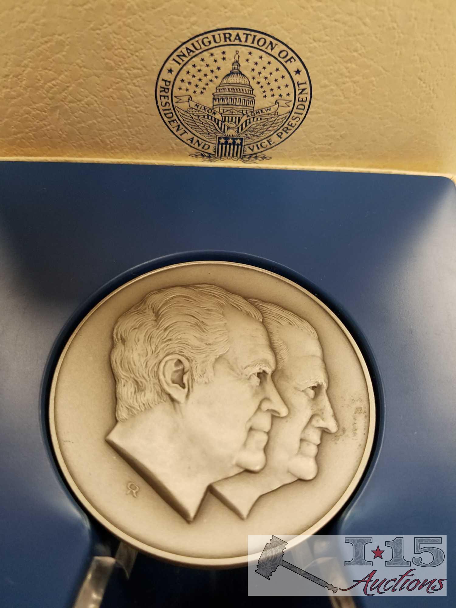 Franklin Mint Bicentennial medal, 1974 and 1976 Franklin Mint limited edition coins and President