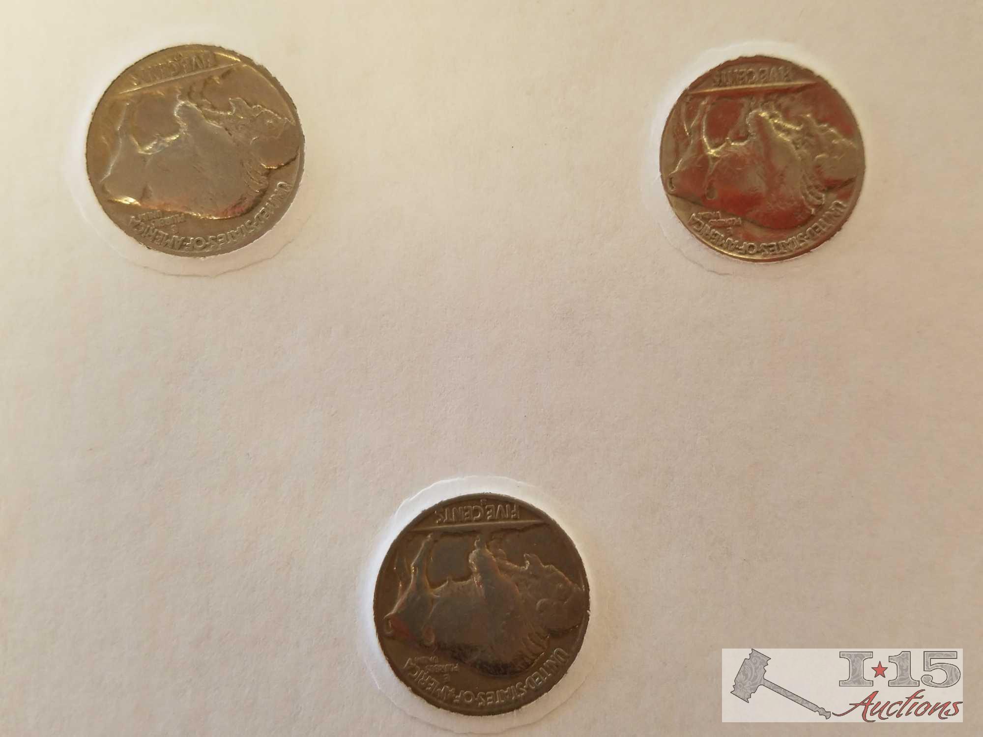 Collector albums American nickels, u.s. historic coins, buffalo nickel mint mark