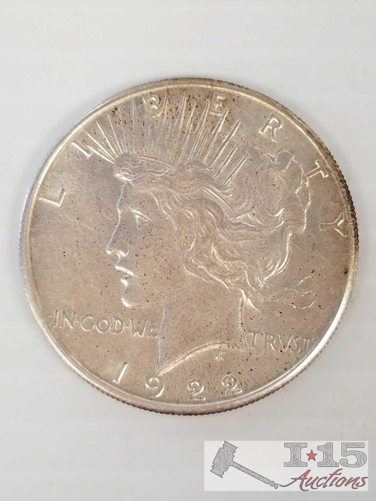 1922 A Peace silver dollar