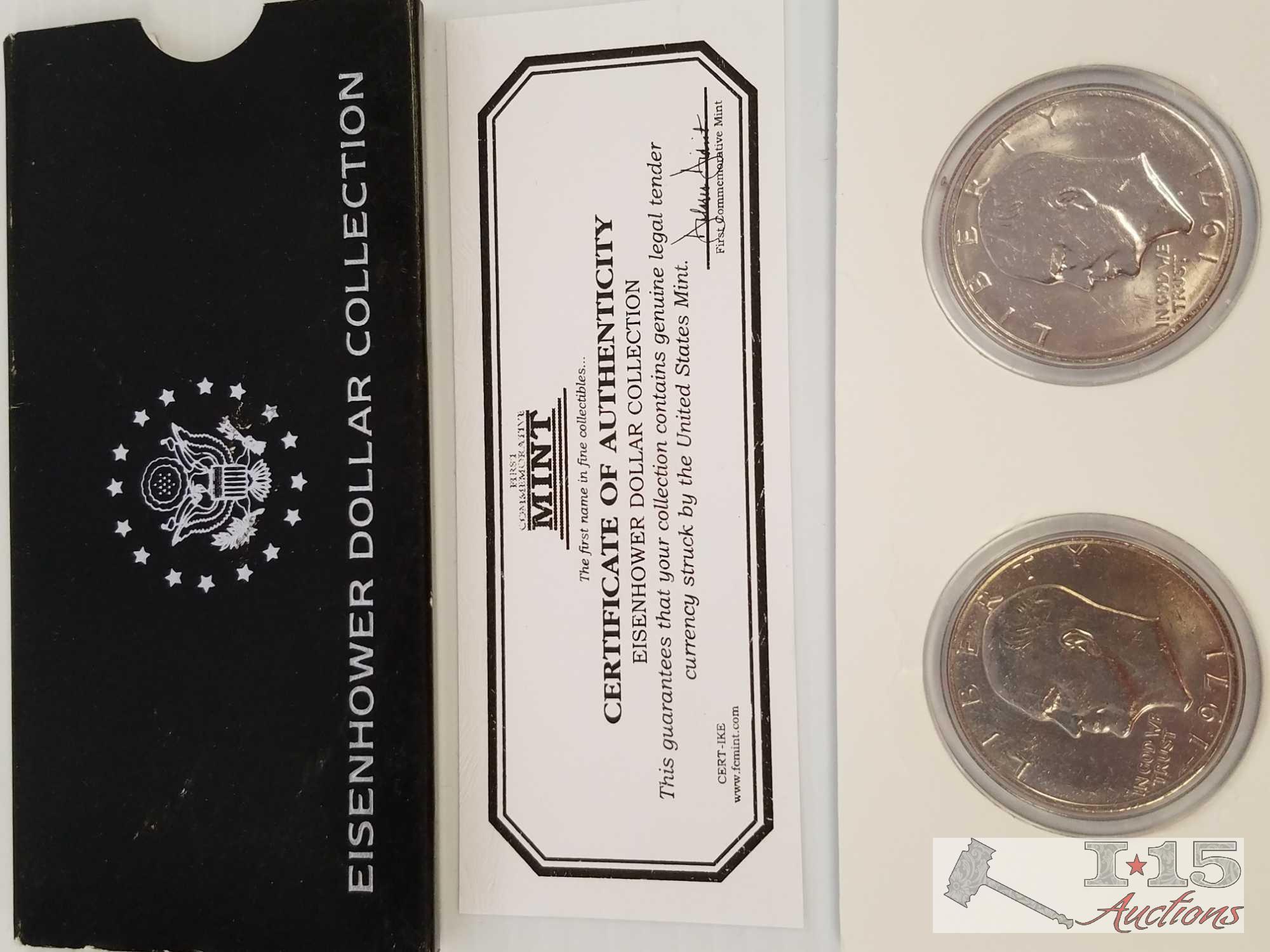 Eisenhower Moon Landing dollar collection, 1973 S Silver Dollar