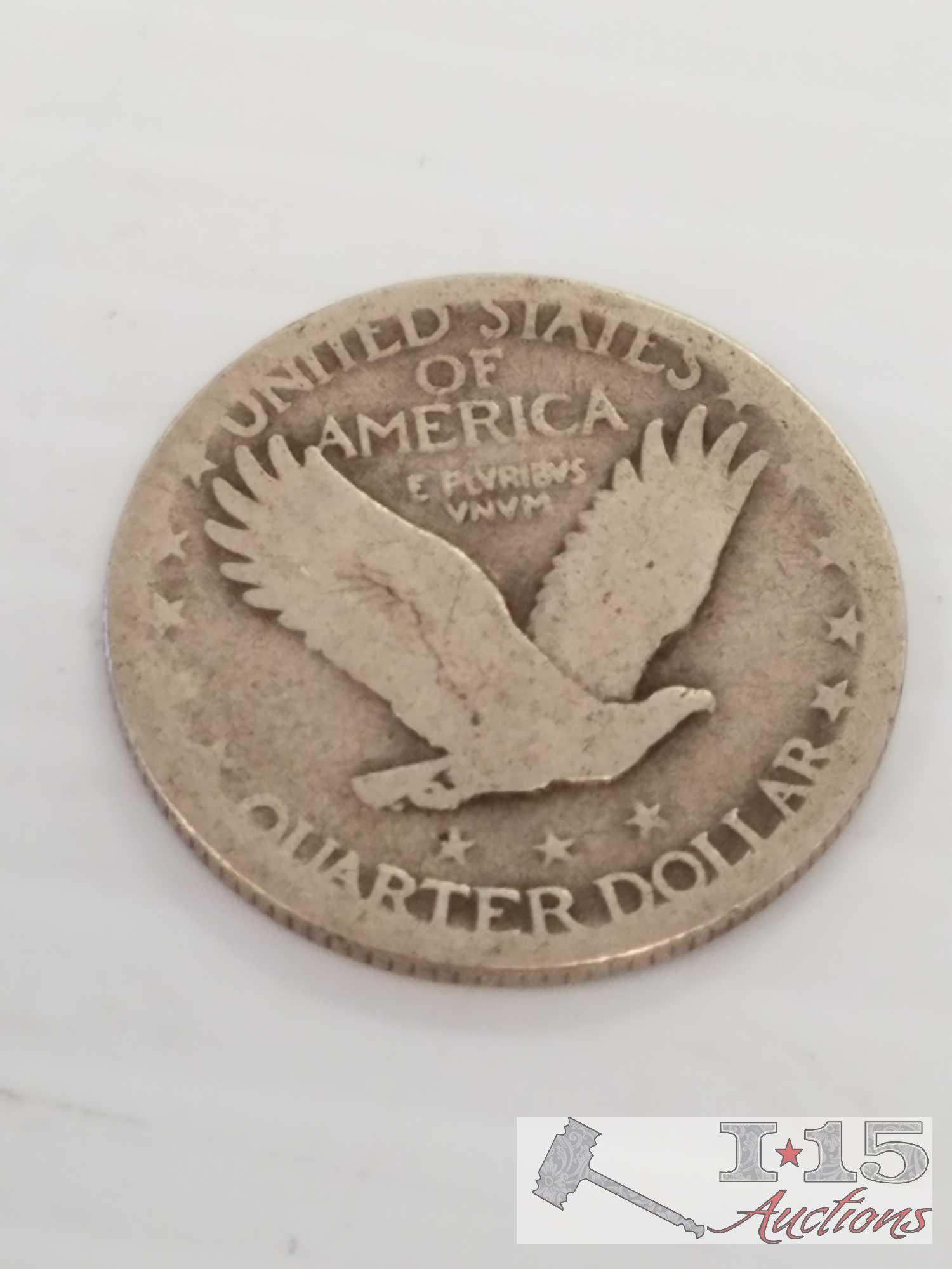 10 U. S. Liberty Silver Quarters: 1925, quantity 2 - 1926, quantity 5 - 1929, 1930