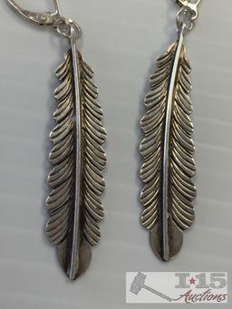 Sterling silver feather earrings