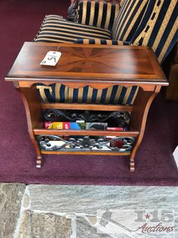 Cushioned Chair with magazine rack