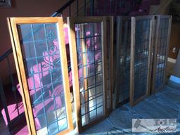 7- 21x58 leaded glass windows With solid oak frames
