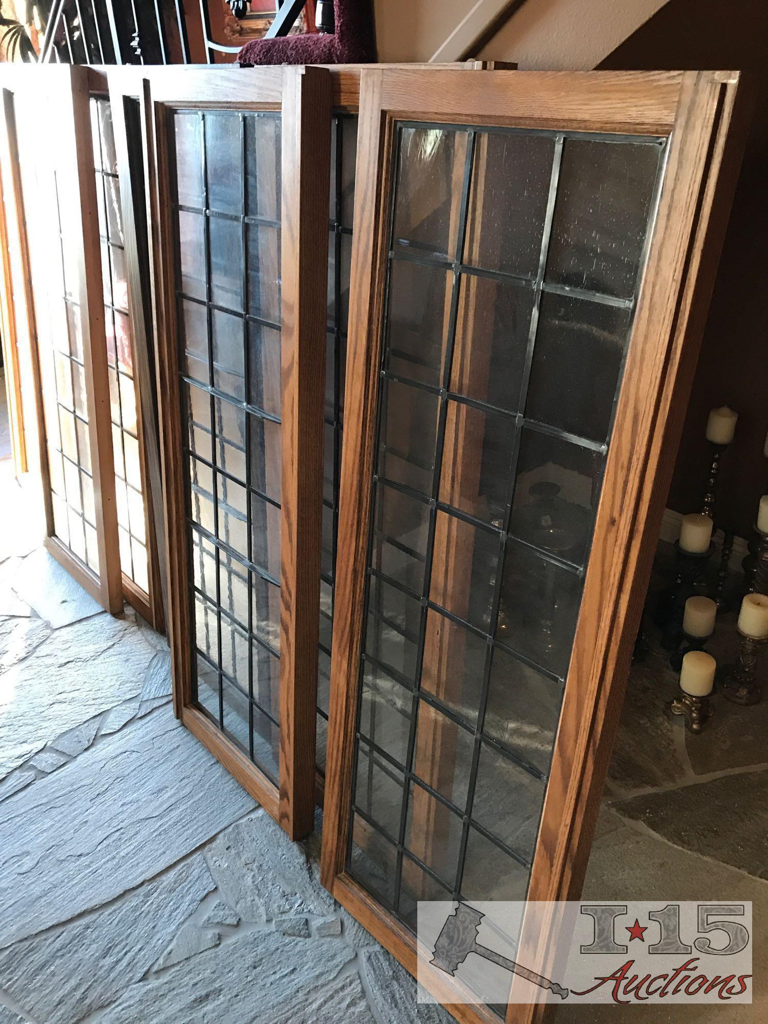 7- 21x58 leaded glass windows With solid oak frames