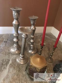 Huge candle holder and candle lot