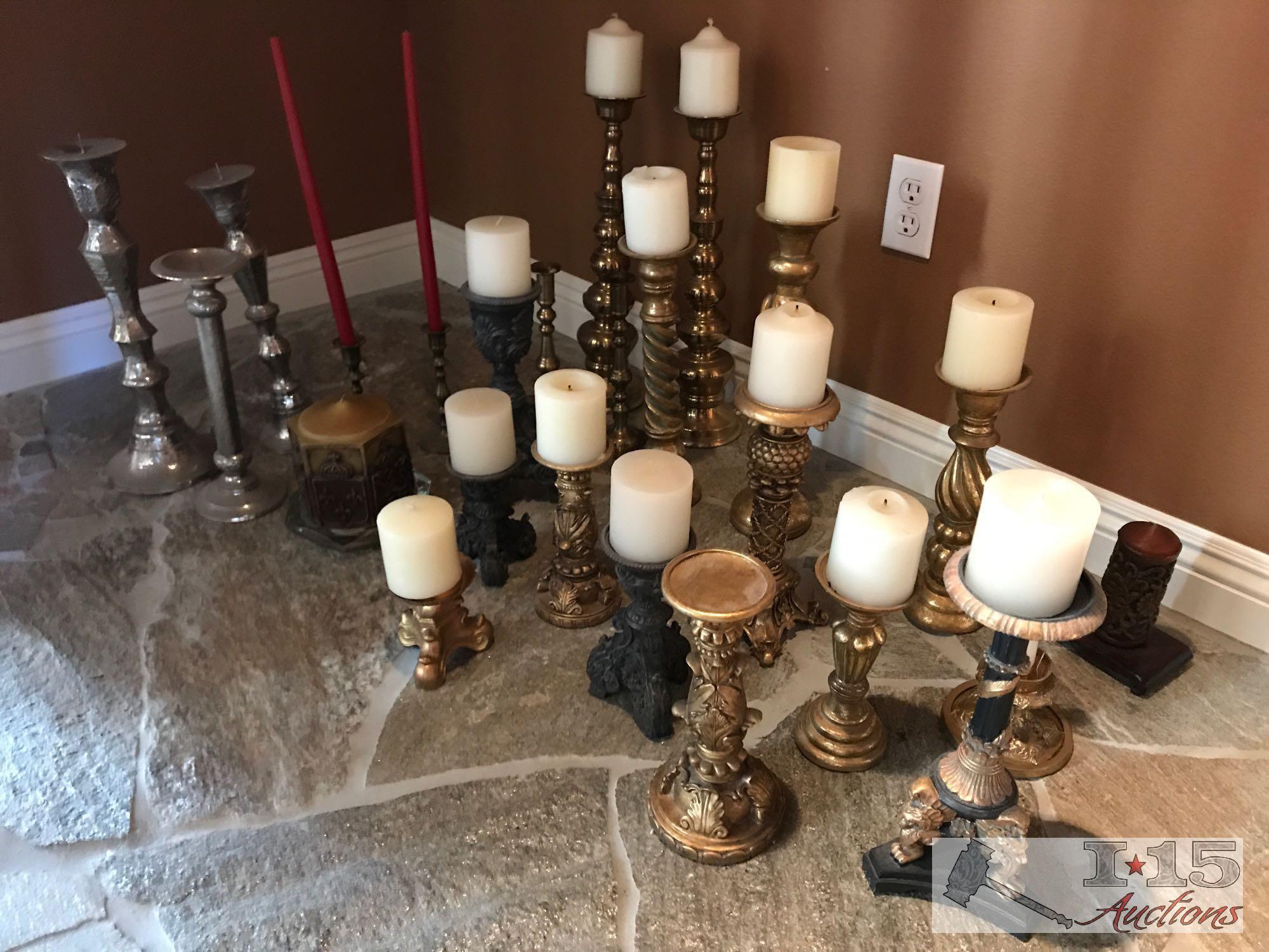 Huge candle holder and candle lot