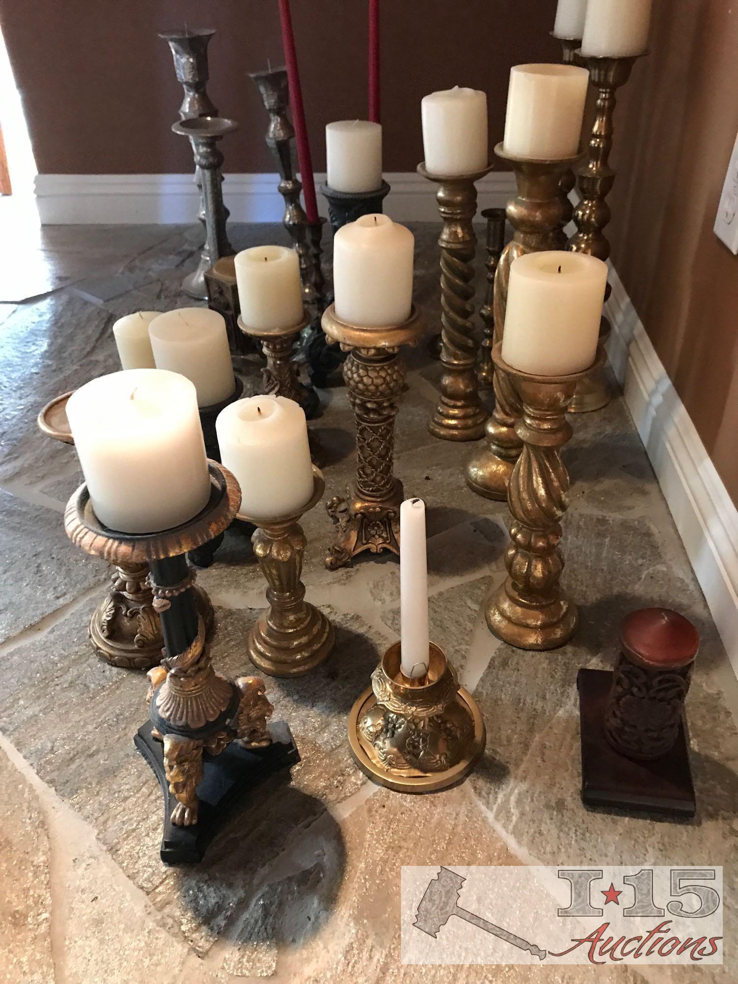 Huge candle holder and candle lot